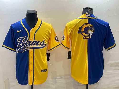 Men's Los Angeles Rams Royal Yellow Split Team Big Logo With Patch Cool Base Stitched Baseball Jersey,We sell and wholesale Men's Los Angeles Rams Royal Yellow Split Team Big Logo With Patch Cool Base Stitched Baseball Jersey on line form chian!
